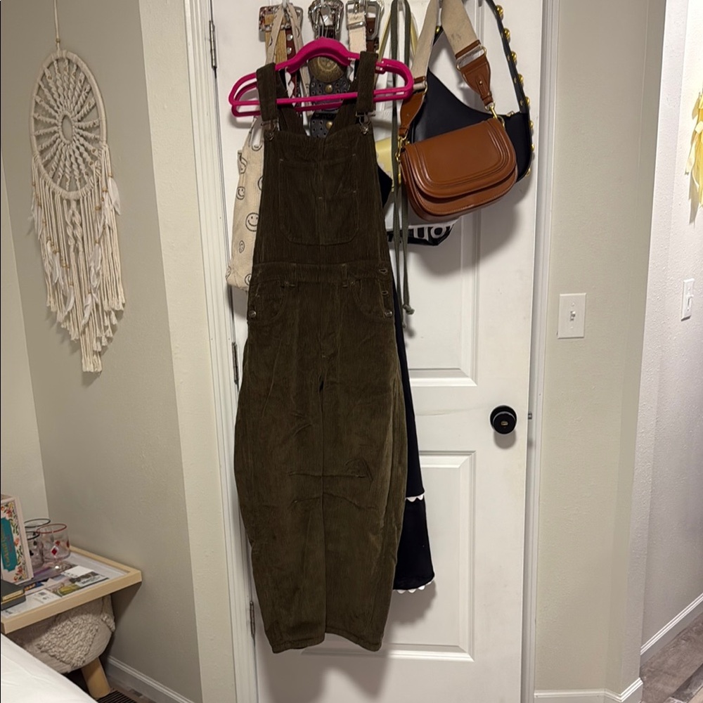 Free People Olive Green Corduroy Jumpsuit